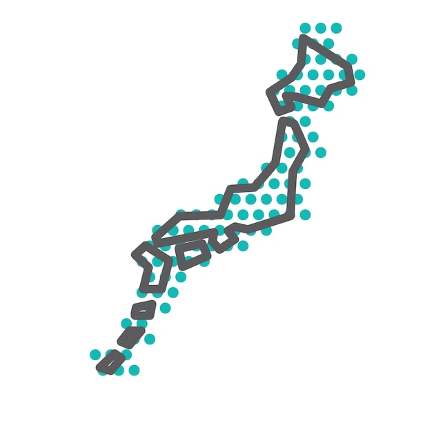 緑のハーフトーンドットパターンの日本のシンプルな白地図