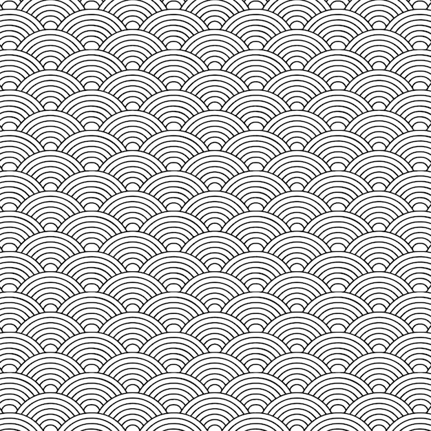 Japan style seamless pattern fan round