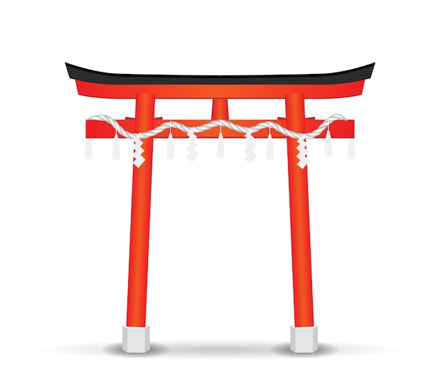 japan style temple gate on a white background