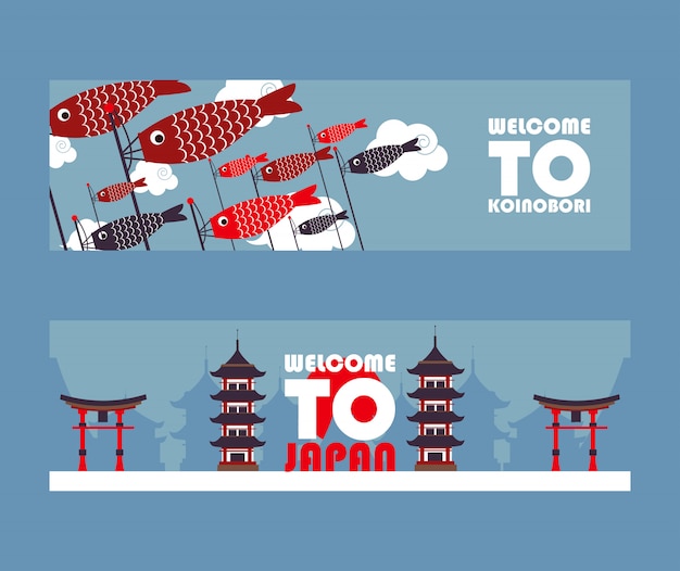 Vector japan tour banners