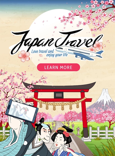 Vector japan tourism promo poster