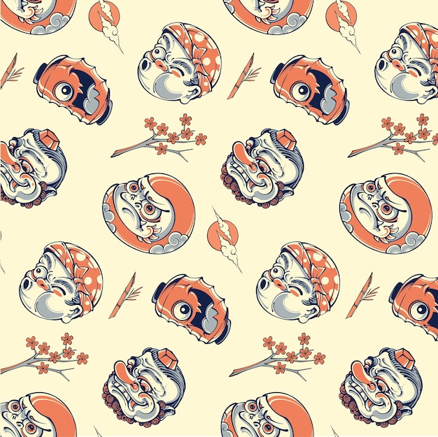 Japan traditional mask seamless pattern vector