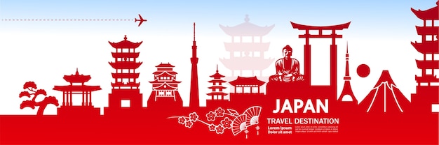 Vector japan travel destination banner