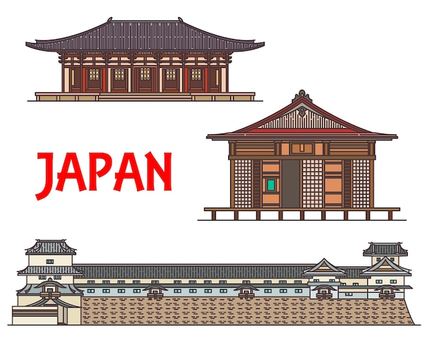 Vector japan travel landmarks and japanese architecture