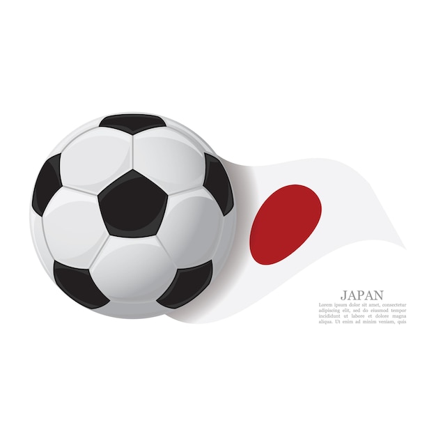 サッカーボールで旗を振る日本サッカーチームサポートコンセプト