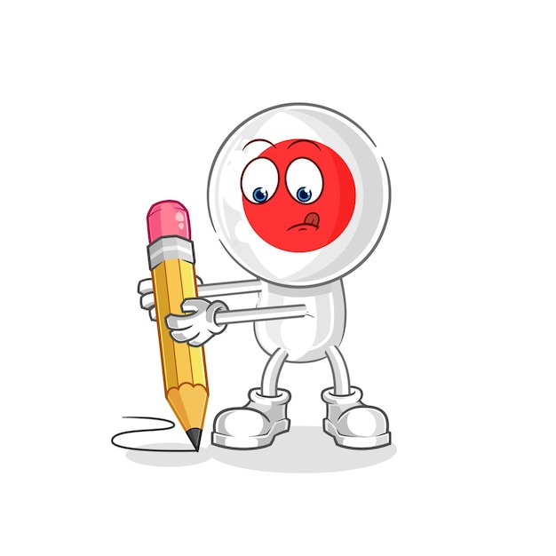 Vector japan write with pencil cartoon mascot vector