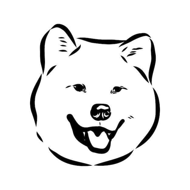 Japanese akita inu dog vector outline illustration