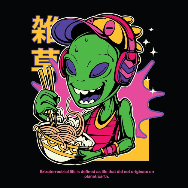 japanese alien character vector illustration