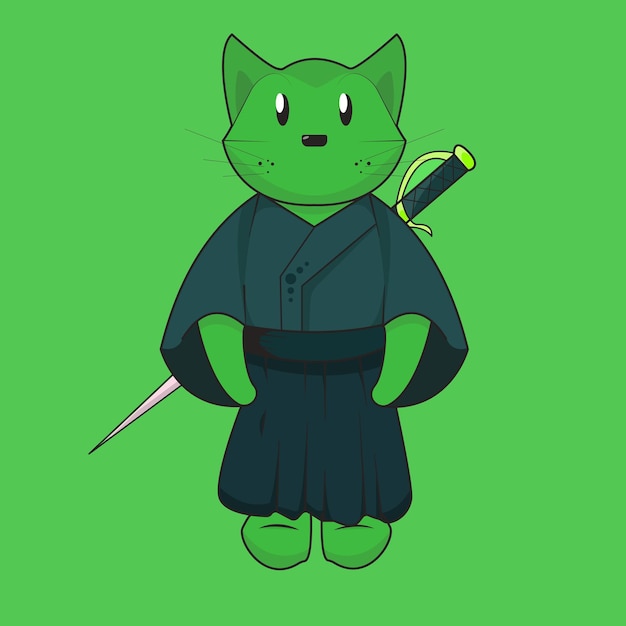 Vector a japanese animals style swordman