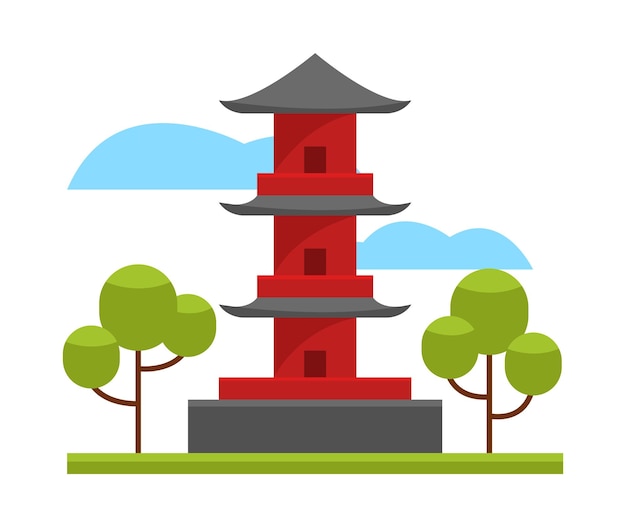 Japanese architecture illustration