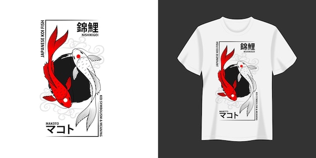 Vettore cultura dell'arte giapponese nishigokoi illustrazione t-shirt e design di stampa di abbigliamento