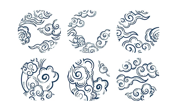 Japanese Asian Kumo Cloud Illustrations Logo Backgrounds