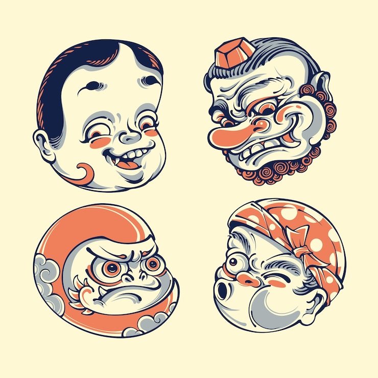 Vector japanese asset mask vector art