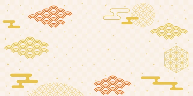 Japanese Background material of white red and gold cloud of New Year holidays