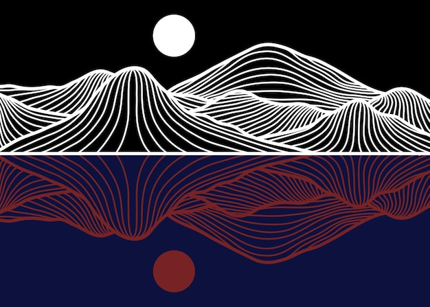 Japanese background with line wave pattern vector Abstract template with geometric pattern Mountain layout design in oriental style