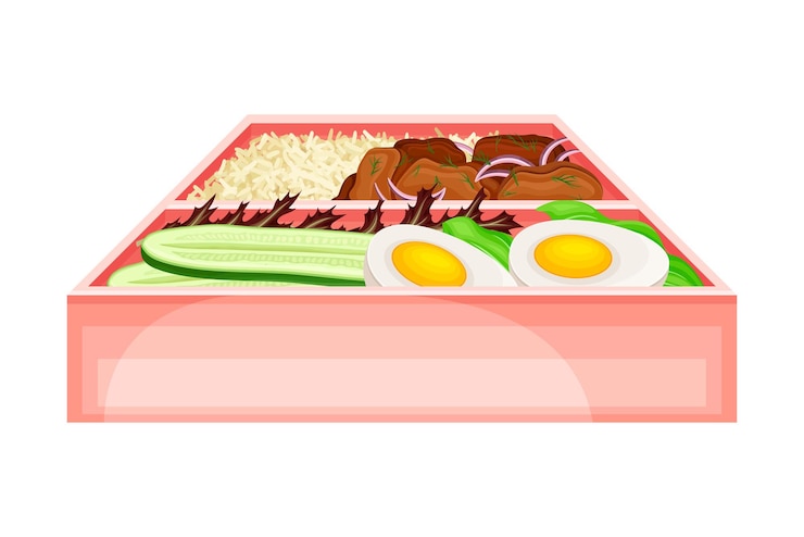 Vector 터 일러스트레이션을 가진 일본 벤토 상자.