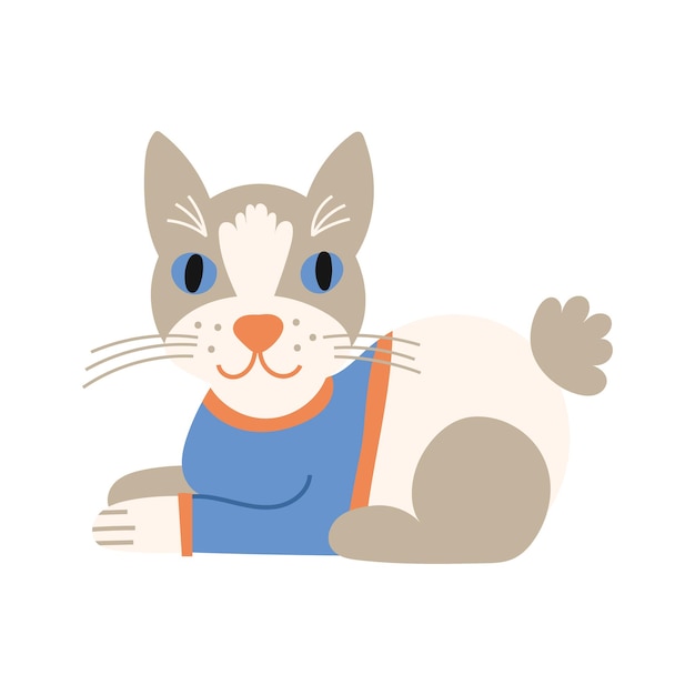Japanese Bobtail Cat portrait on isolated background Vector illustration