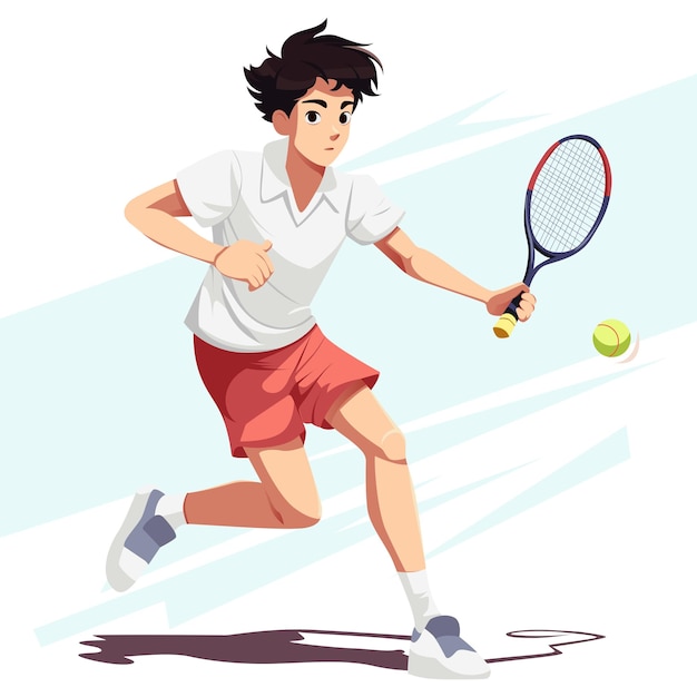 Vettore ragazzo giapponese che gioca a tennis illustrazione vettoriale piatta