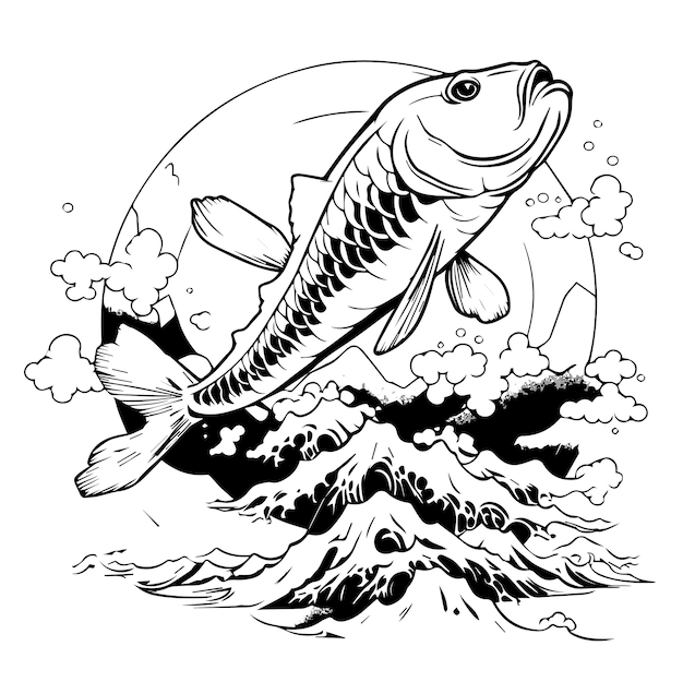 japanese carpe koi coloring page