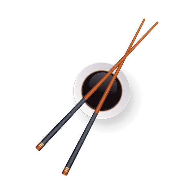 Vector japanese chopsticks on white