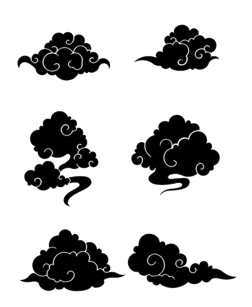 Japanese cloud style vector set