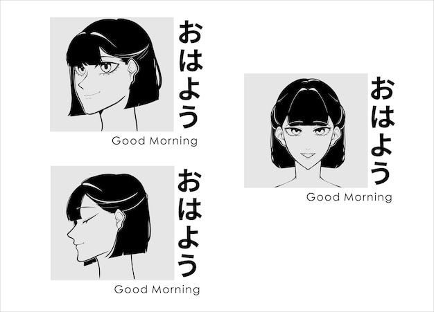 Vector japanese comics art style design