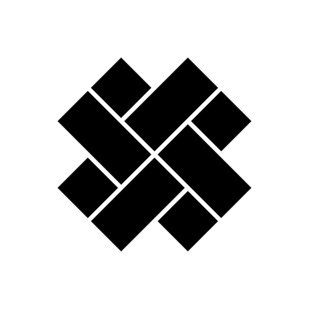 日本の白い背景の家紋シンボルに分離されたフラットスタイルの日本の十字アイコン