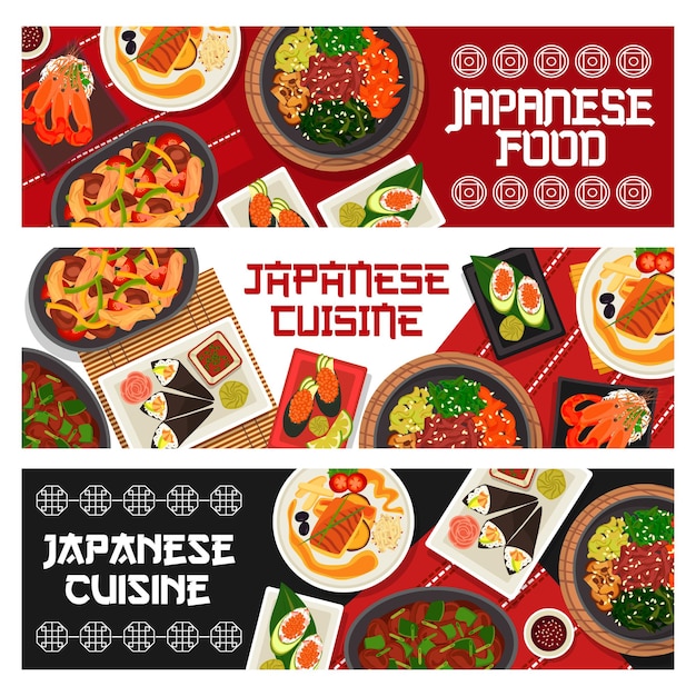 Japanese cuisine  banner set