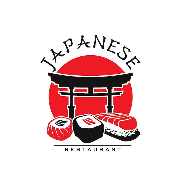 Japanese cuisine restaurant icon with sushi rolls