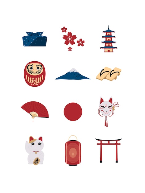 Premium Vector  Japan symbols sticker set