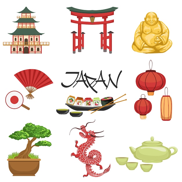 Japanese Culture Symbols Set