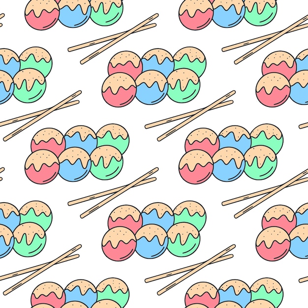 Japanese dango dumplings seamless pattern asianfood background print traditional sweet dish of japan