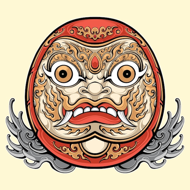 Japanese daruma mask vector art