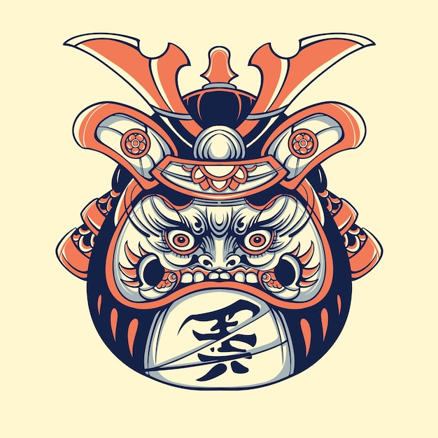 Japanese daruma mask vector art