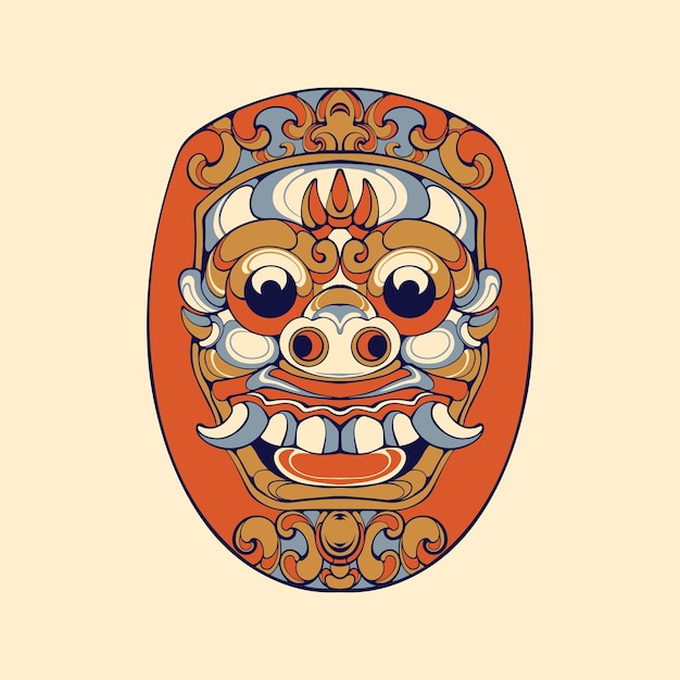 Japanese Daruma mask vector art