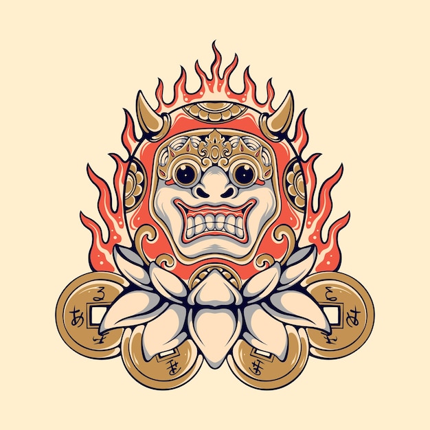 Japanese Daruma mask vector art