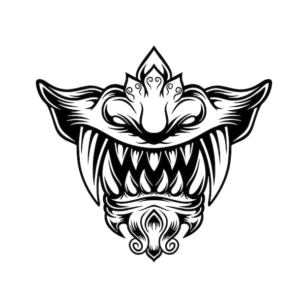 Vector japanese demon evil mask mascot logo illustration