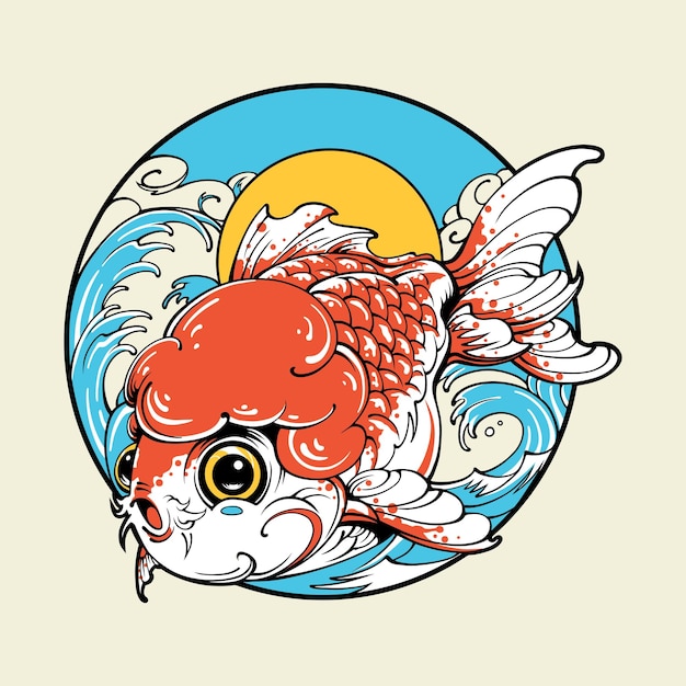 Japanese design  goldfish vector art