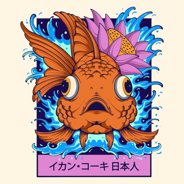 Vector japanese design goldfish vector art