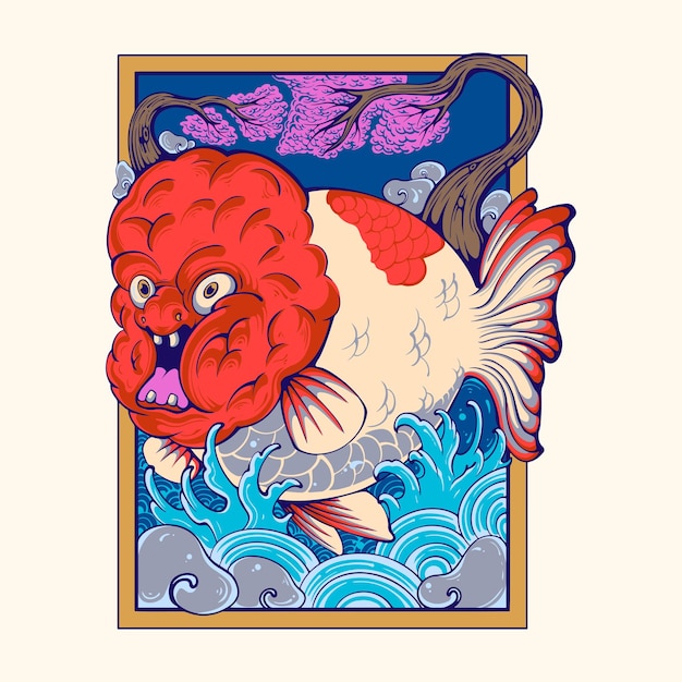 Japanese design goldfish vector art