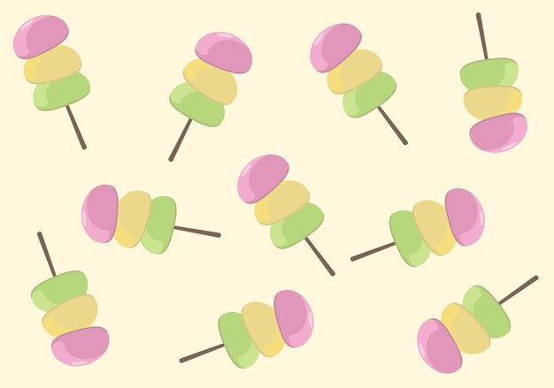 Japanese dessert mochi with different flavor. Pattern.