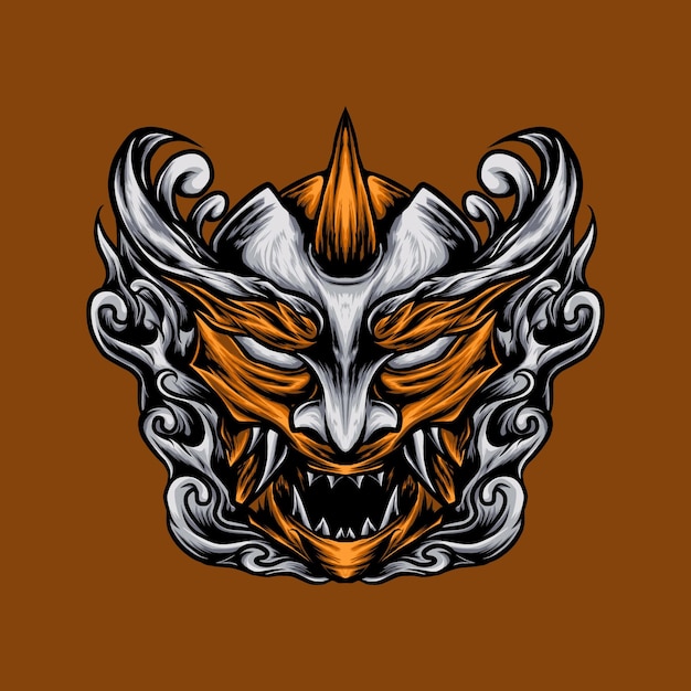 Vector japanese devil mask vector illustration