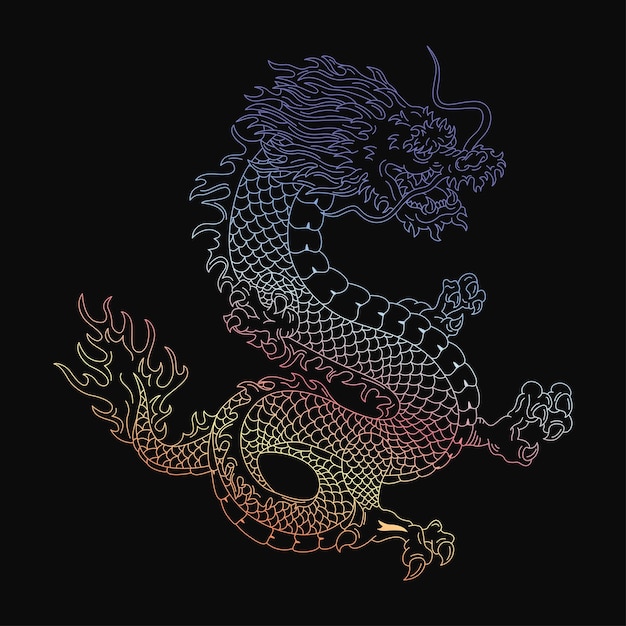 Japanese dragon illustration Handdrawn vector graphics for tshirt prints and other uses