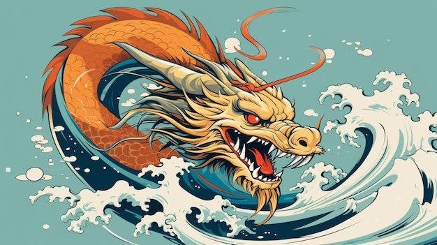 Japanese dragon vector background