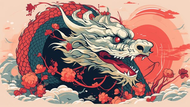 Japanese dragon vector background