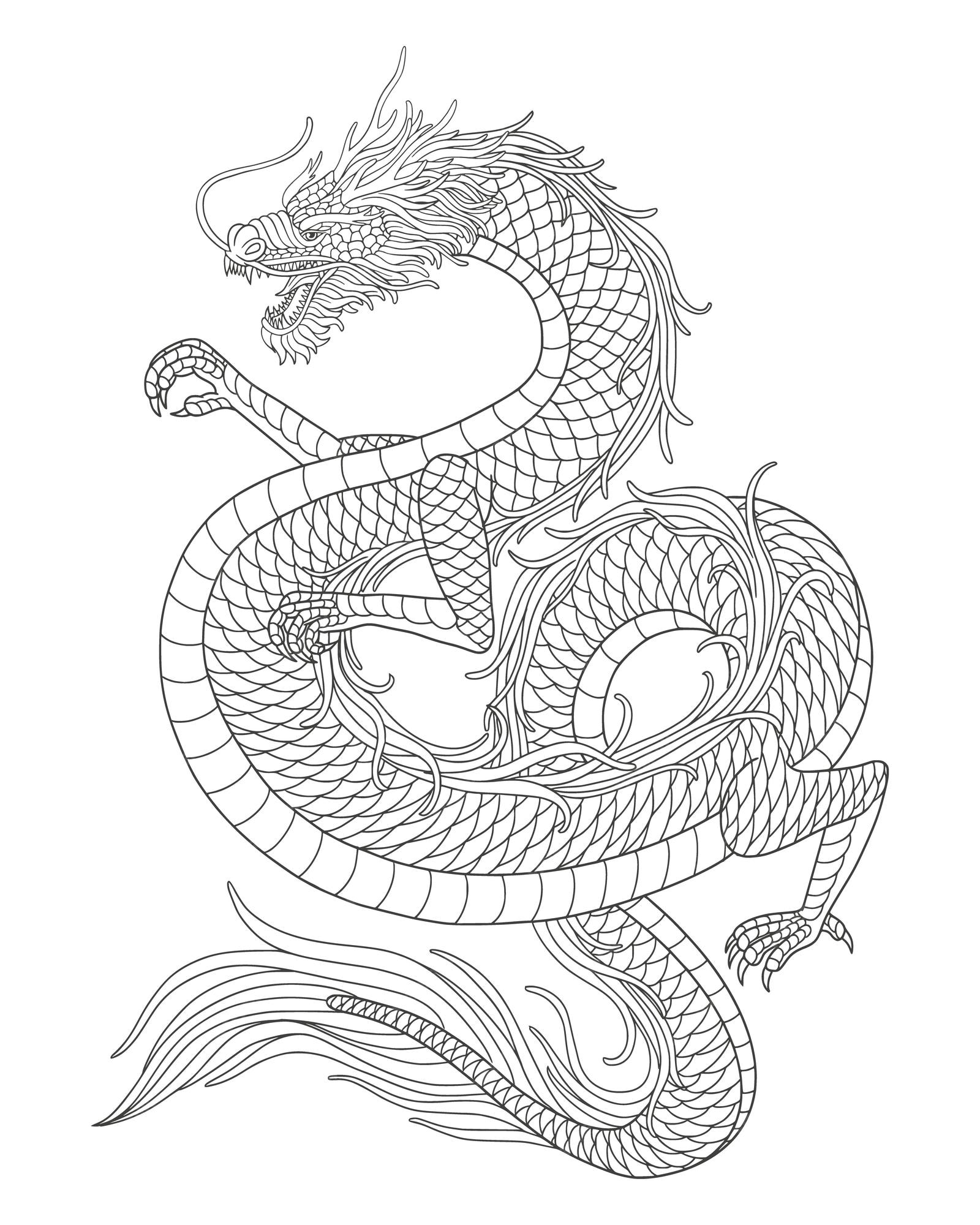 Japanese dragon vintage engraving drawing s Vector Image