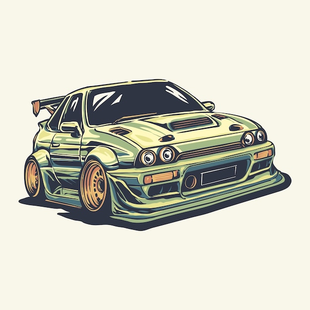 Vector a japanese drift car cartoon illustration