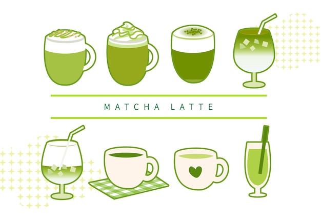 Japanese drink fresh cream matcha milk latte material set