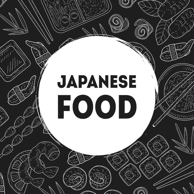 Banner di cibo giapponese asian food sushi restaurant design template vector illustration web design