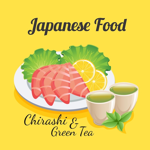 和食チラシと緑茶
